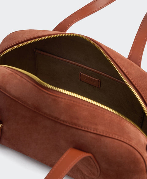 Small Asra Boston Bag - Terracotta(Suede) Handbags Cafuné
