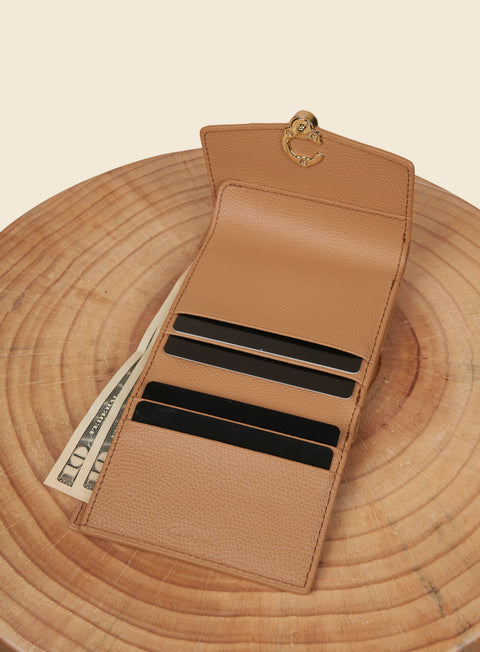 Cafuné Double-C Wallet - Camel interior view