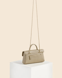 Cafuné Stance Wallet in Taupe with gold shoulder chain  back view