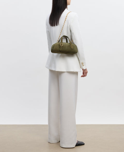 Mini Asra Boston Bag - Moss(Suede) Handbags Cafuné 