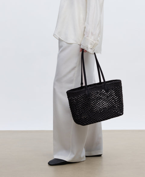 Large Hexa Tote - Black(Woven) Handbags Cafuné 
