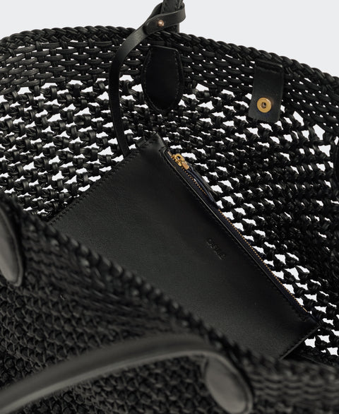 Large Hexa Tote - Black(Woven) Handbags Cafuné 