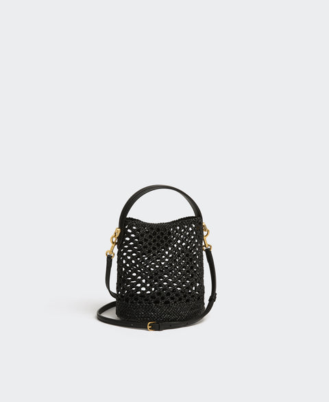 Mini Egg Bucket - Black(Woven) Handbags Cafuné 