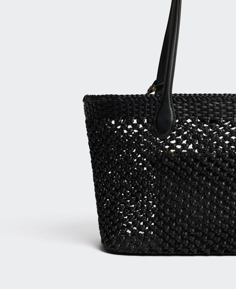 Large Hexa Tote - Black(Woven) Handbags Cafuné 