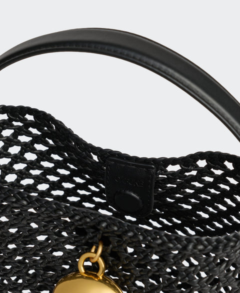 Mini Egg Bucket - Black(Woven) Handbags Cafuné 