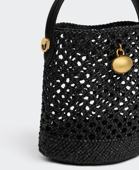 Mini Egg Bucket - Black(Woven) Handbags Cafuné 