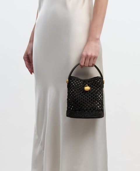 Mini Egg Bucket - Black(Woven) Handbags Cafuné 