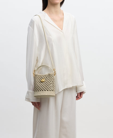 Mini Egg Bucket - Oat(Woven) Handbags Cafuné 
