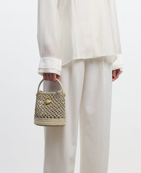 Mini Egg Bucket - Oat(Woven) Handbags Cafuné 