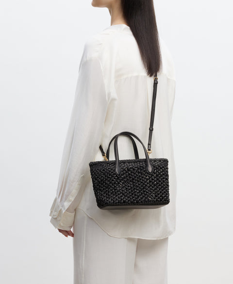Small Hexa Tote - Black(Woven) Handbags Cafuné 