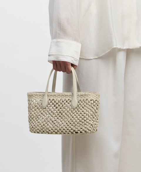 Small Hexa Tote - Oat(Woven) Handbags Cafuné 