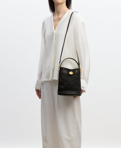 Egg Bucket - Black(Woven) Handbags Cafuné 