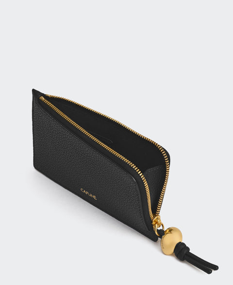 Egg Long Zip Card Case - Black Small Leather Goods Cafuné 