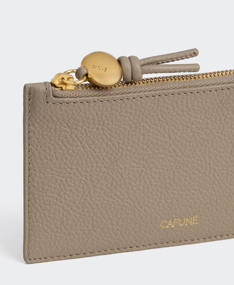Egg Long Zip Card Case - Taupe Small Leather Goods Cafuné 