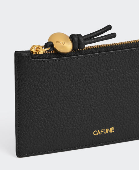 Egg Long Zip Card Case - Black Small Leather Goods Cafuné 
