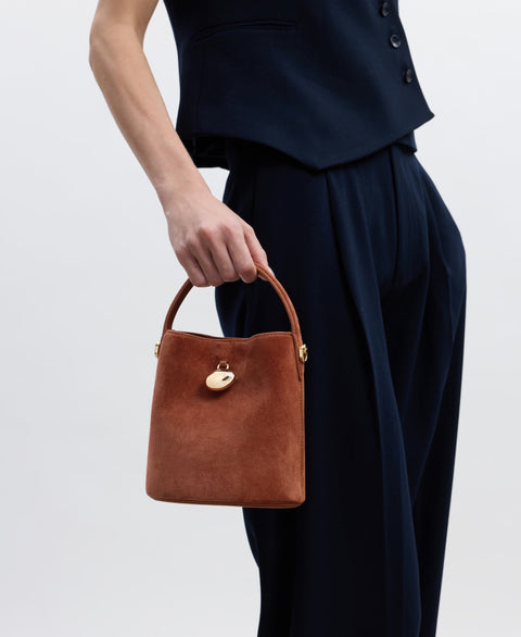 Mini Egg Bucket - Terracotta(Suede) Handbags Cafuné 