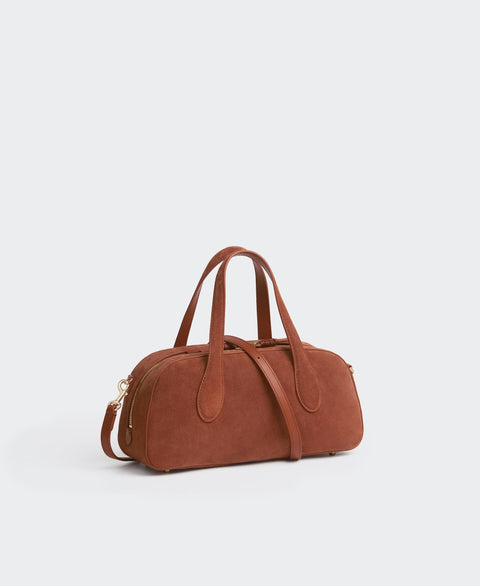 Small Asra Boston Bag - Terracotta(Suede) Handbags Cafuné 