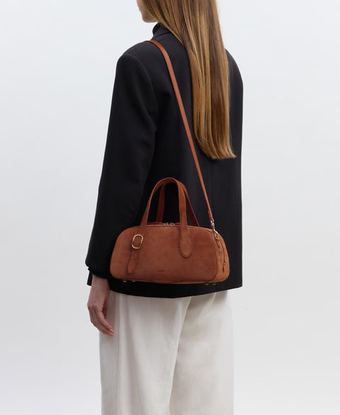 Small Asra Boston Bag - Terracotta(Suede) Handbags Cafuné 