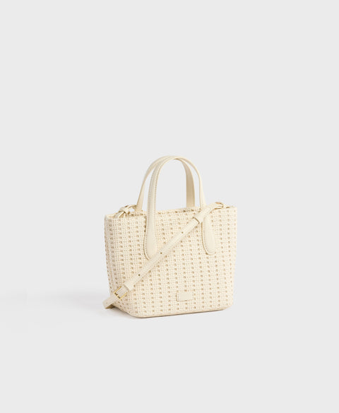Mini Hexa Tote - White(Woven) Handbags Cafuné 
