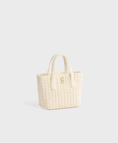Mini Hexa Tote - White(Woven) Handbags Cafuné 