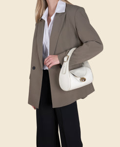 Cafuné Drop Duffel in Ivory on model view