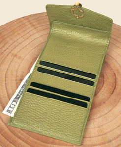 Cafuné Double-C Wallet - Artichoke interior view